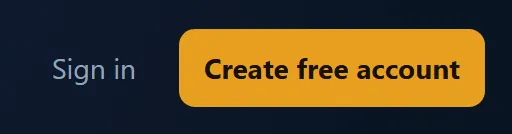 The top right corner of a page: Sign in and the amber Create free account button
